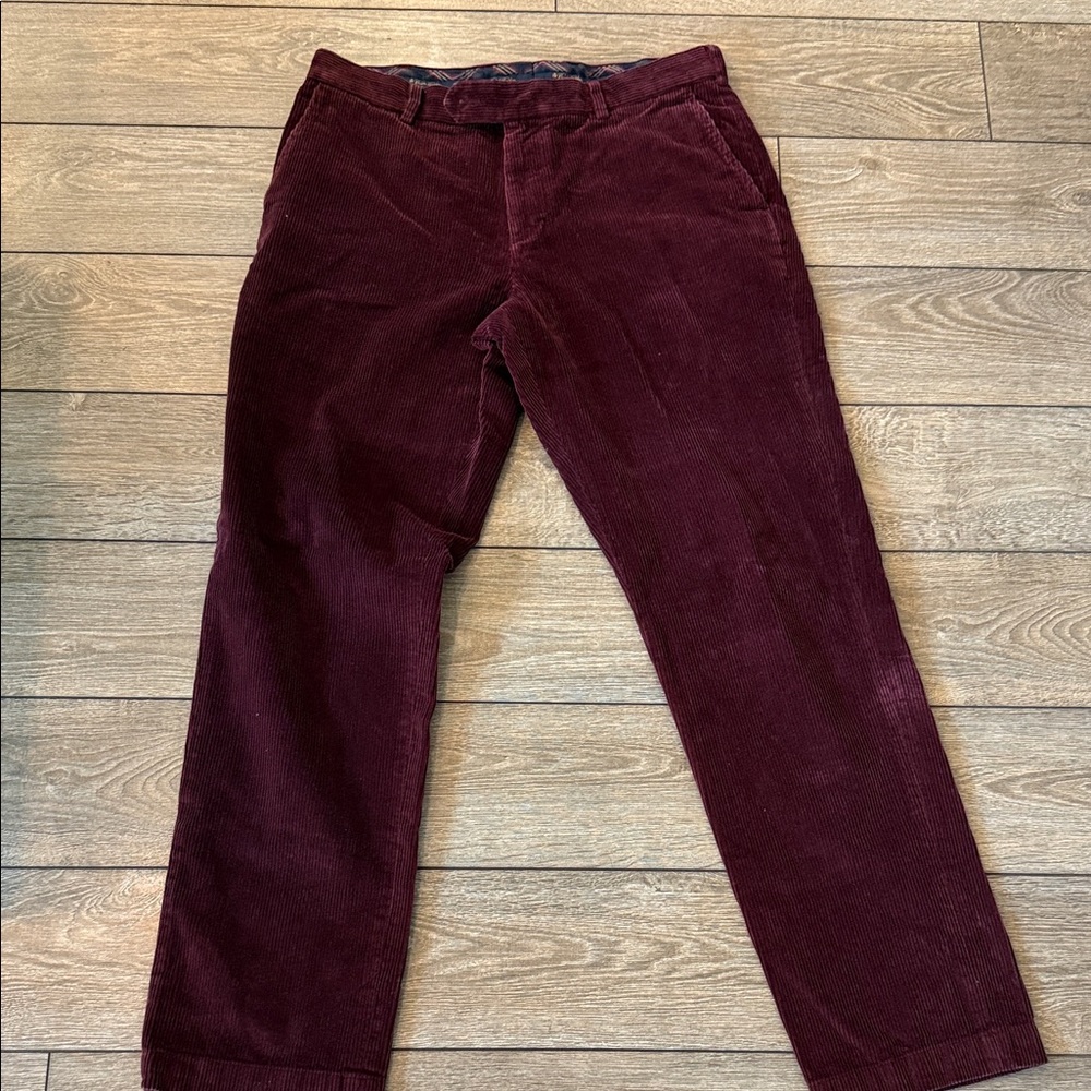 Brooks Brothers Men's Deep Red Corduroy Trousers